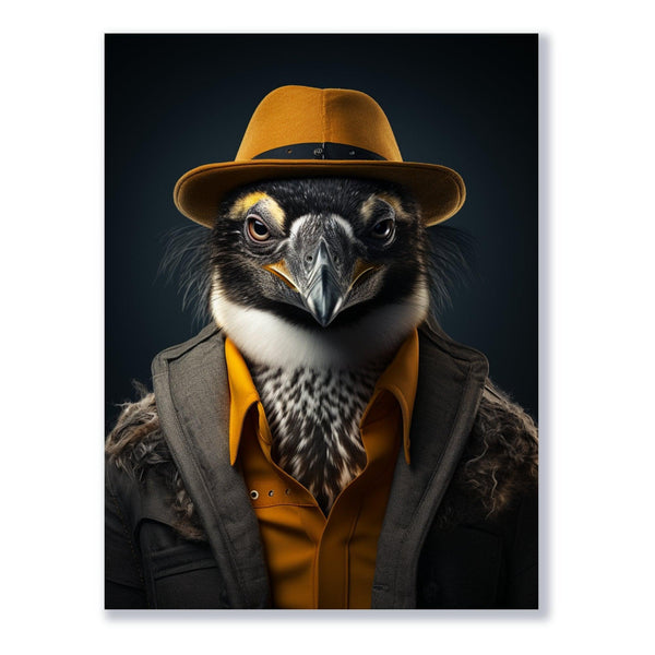 Vogel im Gentleman-Stil 30x40 cm / 12x16″ / Poster auf halbmattem Papier