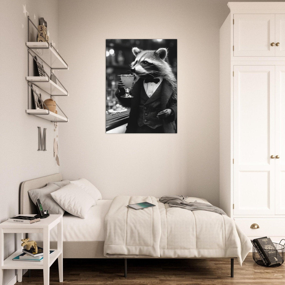 Waschbär mit Cocktail 30x40 cm / 12x16″ / Poster auf halbmattem Papier