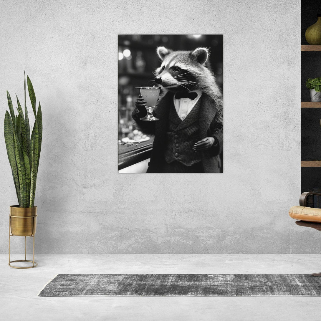 Waschbär mit Cocktail 30x40 cm / 12x16″ / Poster auf halbmattem Papier