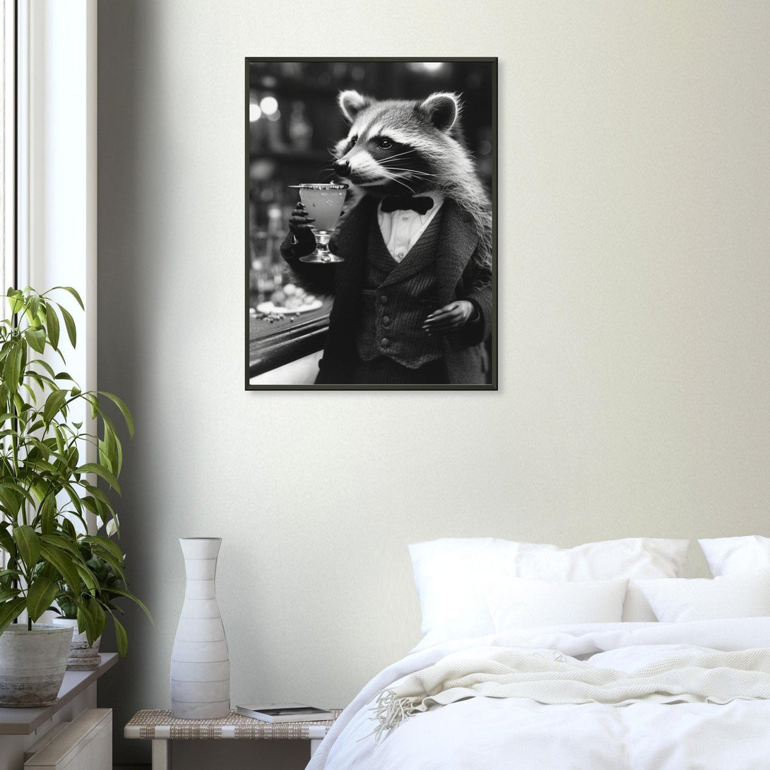 Waschbär mit Cocktail 30x40 cm / 12x16″ / Poster auf halbmattem Papier